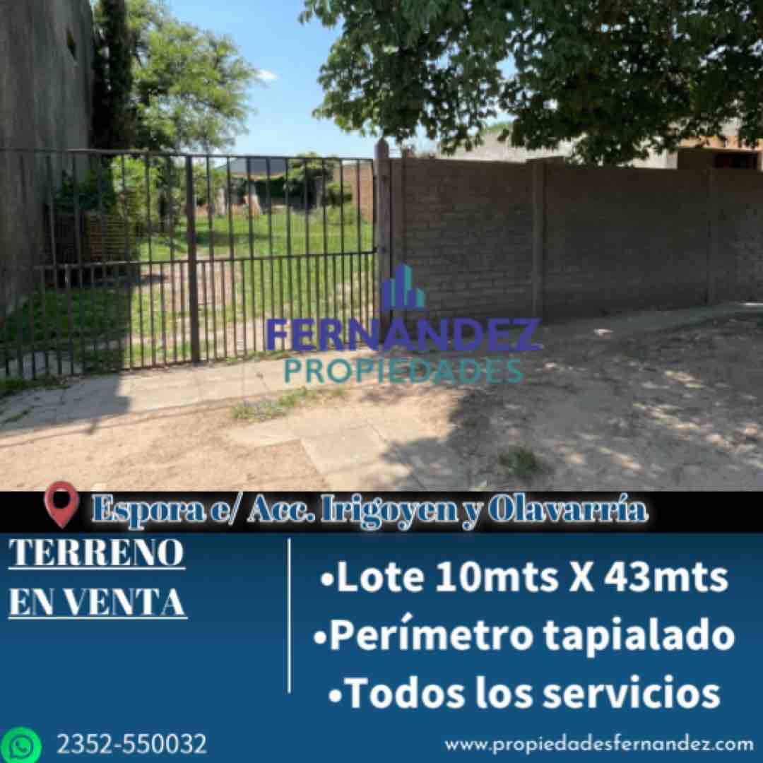TERRENO EN VENTA, A MEDIA CUADRA ACC. IRIGOYEN.- CHACABUCO. COD. 75