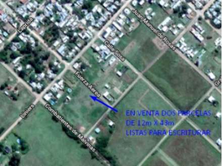 EN VENTA DOS LOTES DE 12m X 43m. CALLE F.UERZA AÉREA.- CHACABUCO. COD. 70