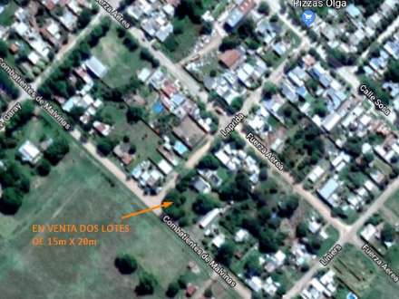 EN VENTA DOS LOTES DE 20 X 15, CALLE COMBATIENTES  MALVINA.- CHACABUCO. COD. 94