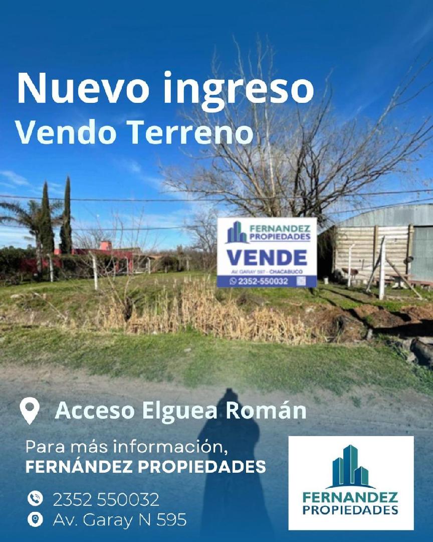 TEREENO EN VENTA SOBRE ACCESO ELGUE ROMAN. CHACABUCO.- COD. 285