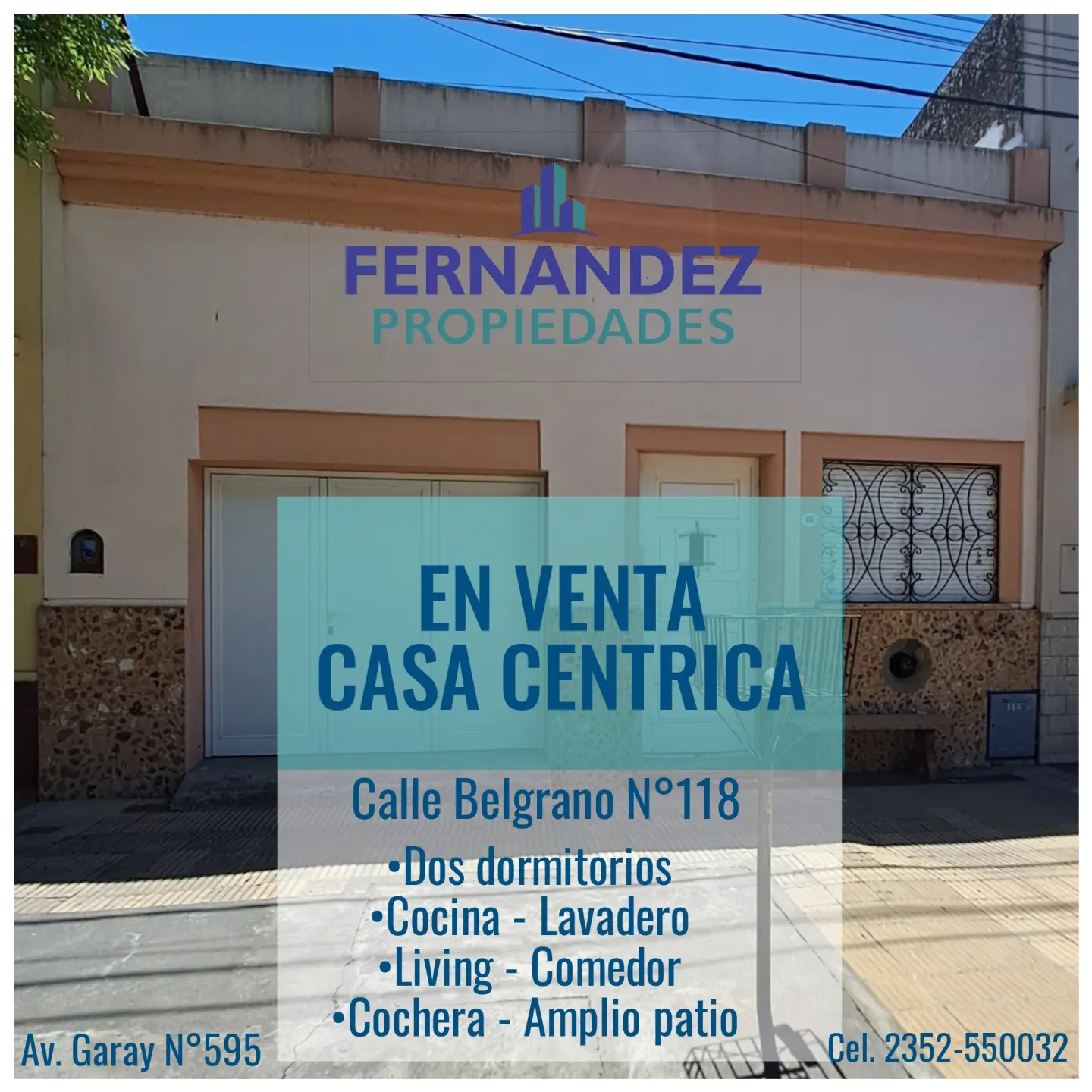 CASA CÉNTRICA EN VENTA, CALLE BELGRANO A UNA CUADRA DE PLAZA SAN MARTÍN. CHACABUCO. -COD.222 