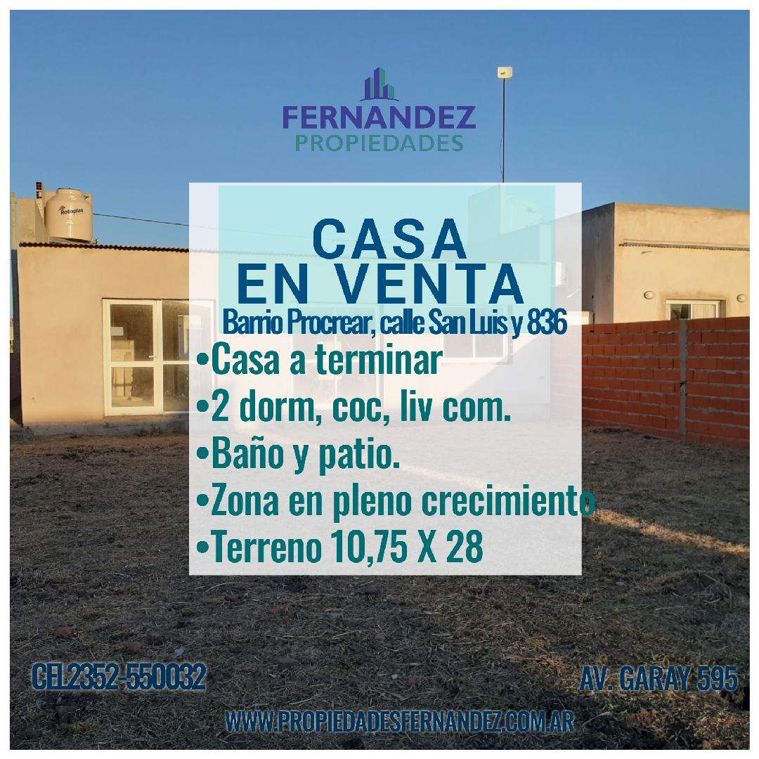 EN VENTA CASA A TERMINAR, ZONA EN PLENO CRECIMIENTO. CHACABUCO.- COD. 185