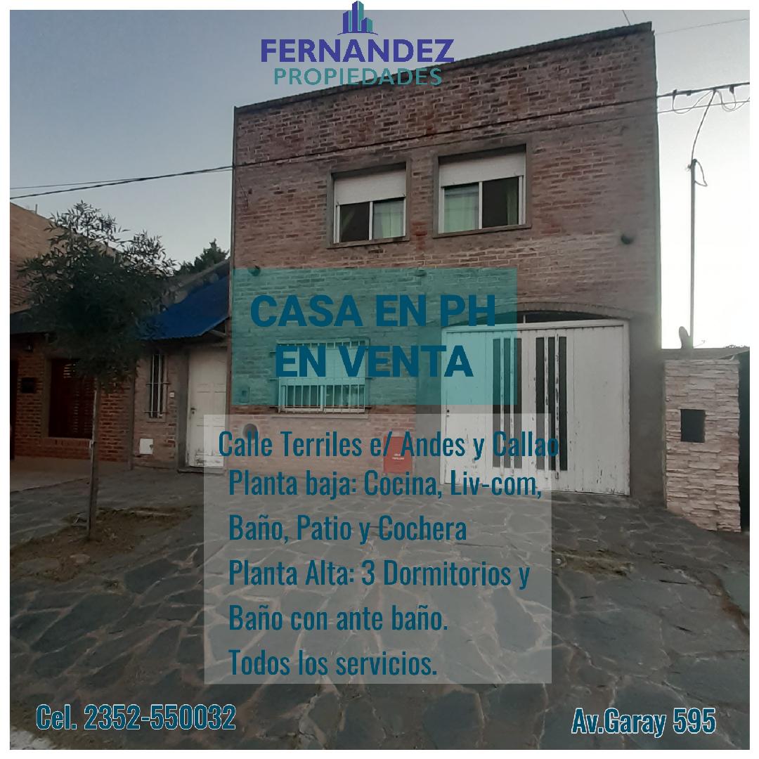 EN VENTA CASA EN PH, CALLE TERRILES E/ ANDES Y CALLAO. CHACABUCO.- COD. 205