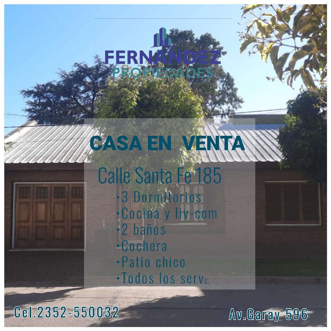 EN VENTA, CASA 3 DORMITORIOS. CALLE SANTA FE 185. CHACABUCO.- COD. 206