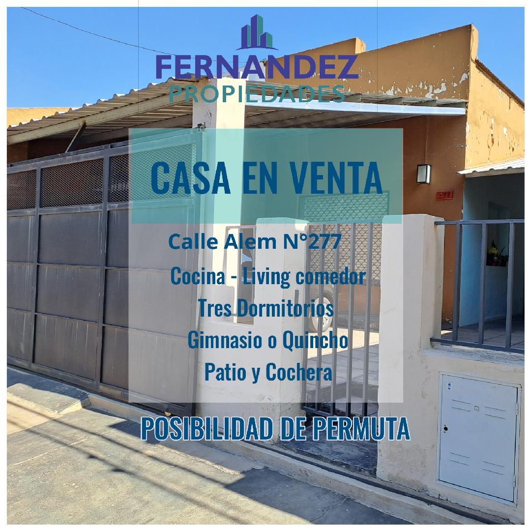 CASA EN VENTA, CALLE ALEM A MEDIA CUADRA DE AV. PERÓN. CHACABUCO.- COD. 219