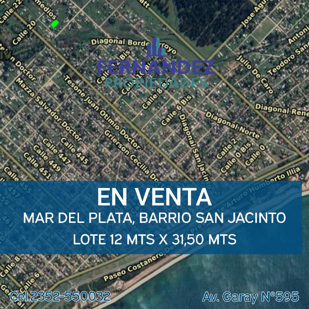 LOTE EN VENTA, MAR DEL PLATA. BARRIO SAN JACINTO. COD. 223