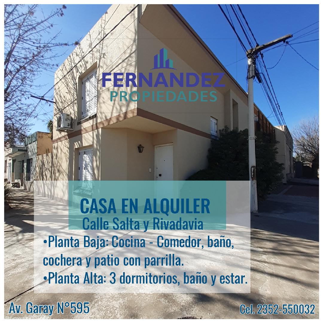 CASA EN ALQUILER, 3 DORMITORIOS. CALLE SALTA. CHACABUCO.- COD. 231