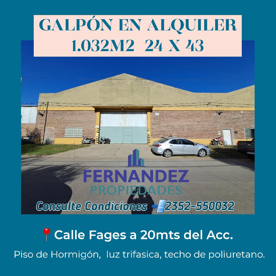 EXCELENTE GALPON EN ALQUILER. A 20MTS DEL ACC. PRINCIPAL