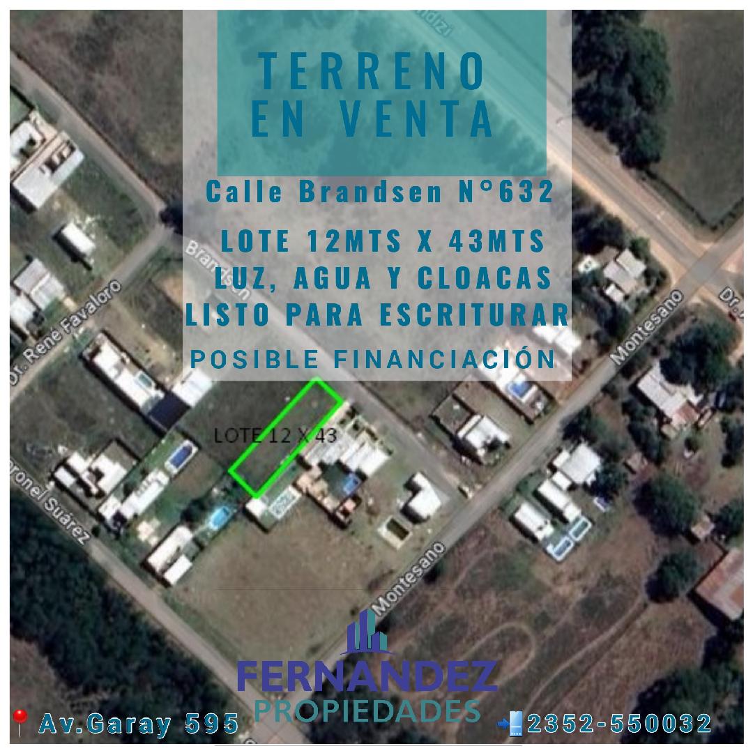 TERRENO EN VENTA CALLE BRANDSEN. CHACABUCO.- COD. 233