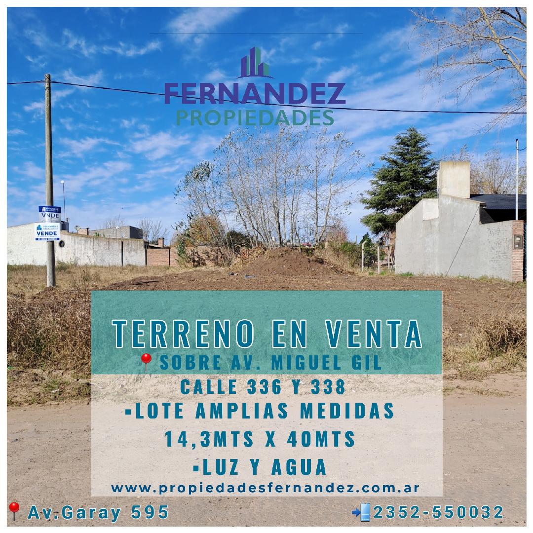 TERRENO EN VENTA, AMPLIAS MEDIDAS. SOBRE AV. MIGUEL GIL. CHACABUCO.- COD.243