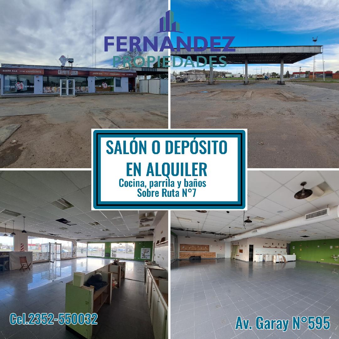 EN ALQUILER SALON O DEPOSITO SOBRE RUTA N°7. CHACABUCO.- COD.246