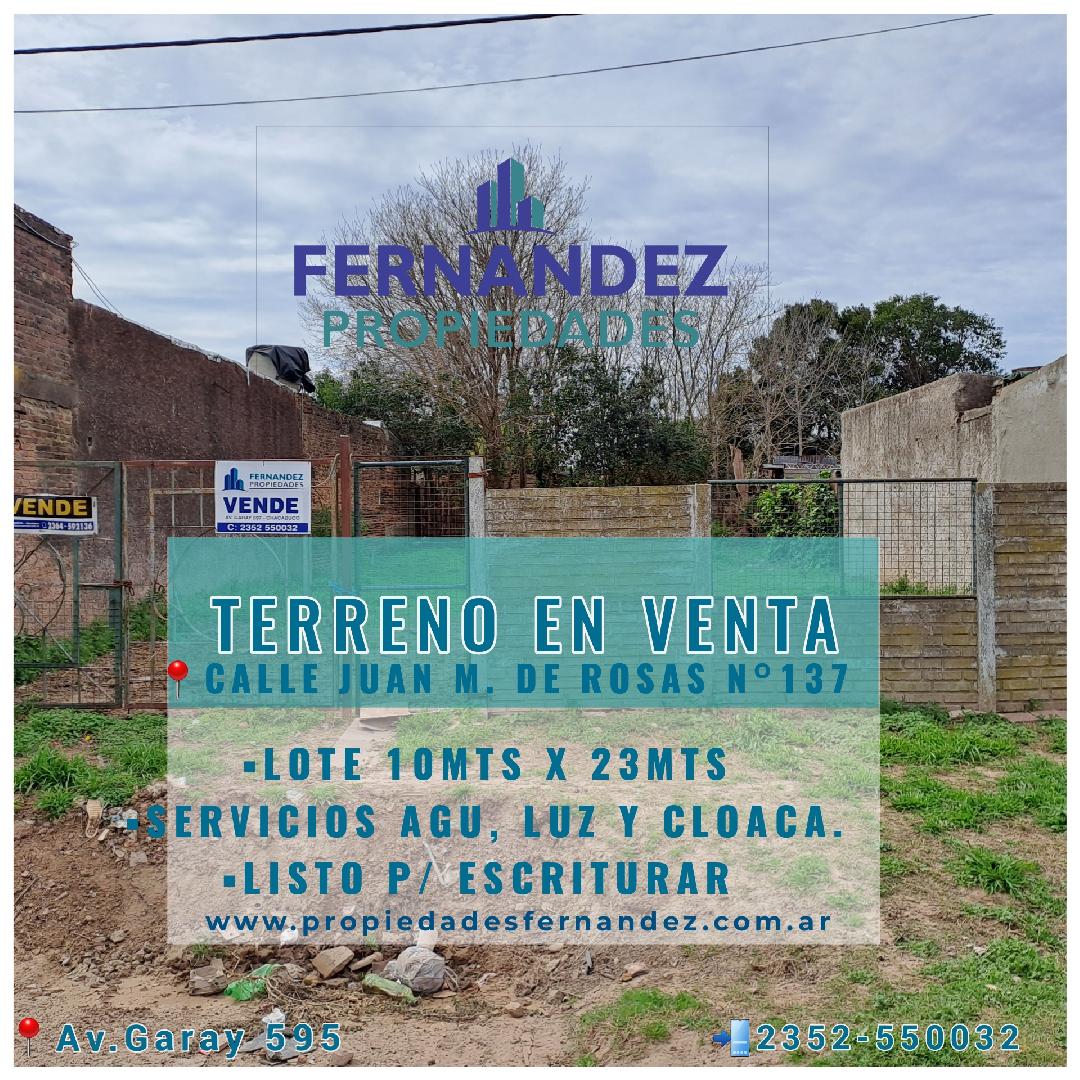 TERRENO EN VENTA, CALLE JUAN M. DE ROSAS N°137. CHACABUCO.- COD. 248