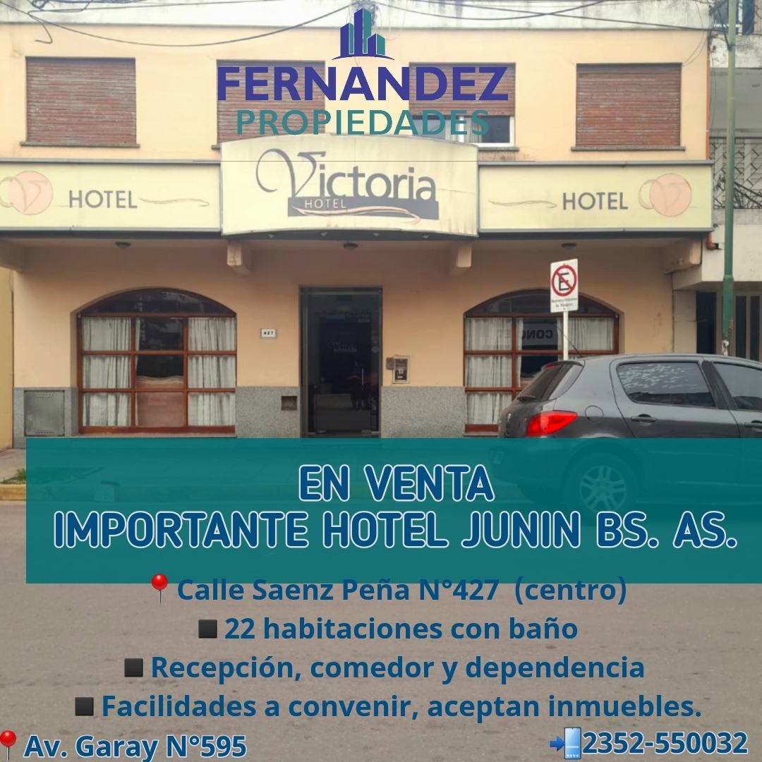 EN VENTA, IMPORTANTE HOTEL EN PLENO CENTRO DE JUNIN BS. AS. COD.- 252