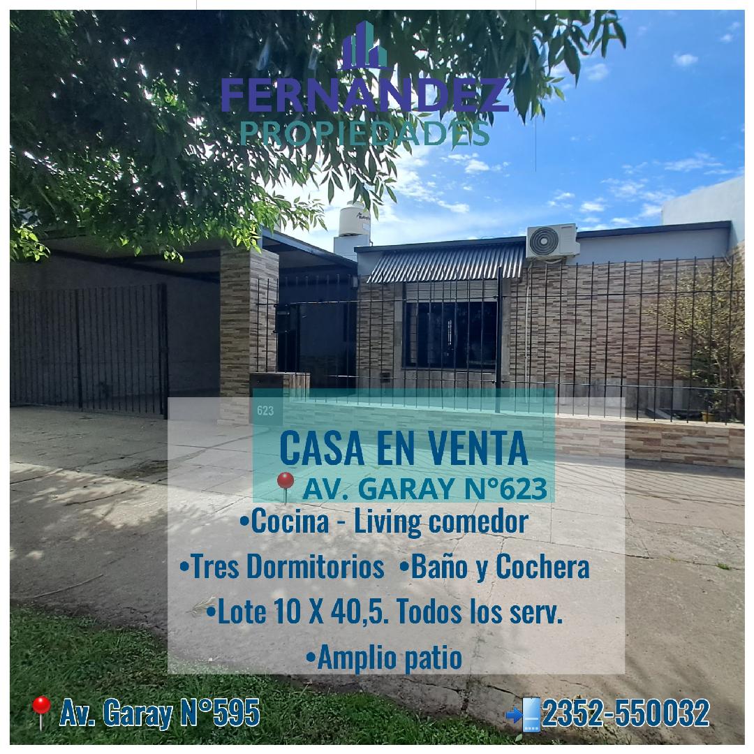 EN VENTA CASA SOBRE AV. GARAY. CHACABUCO.- COD. 255