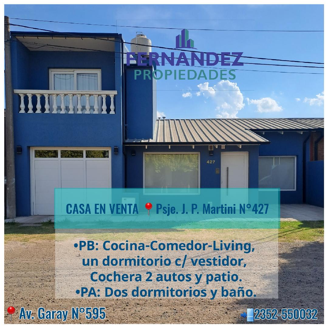 HERMOSA CASA EN VENTA, CALLE J. P. MARTINI. CHACABUCO.- COD. 256