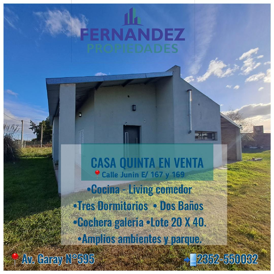 CASA QUINTA EN VENTA, CALLE JUNIN E/ 167 Y 169. CHACABUCO.- COD. 263