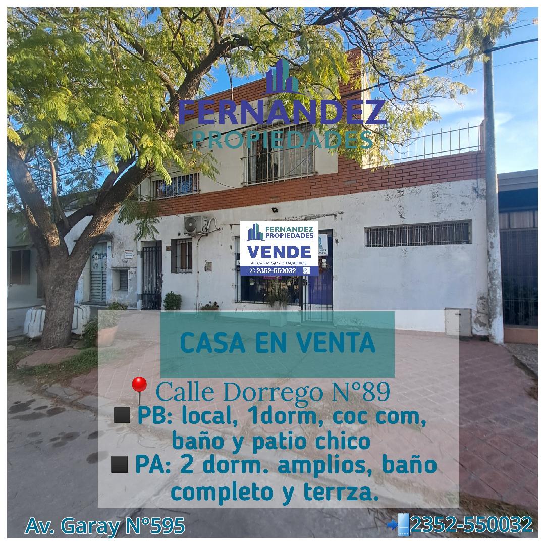 EN VENTA CASA CON TODOS LOS SERVICIOS. CALLE DORREGO. CHACABUCO.- COD. 207
