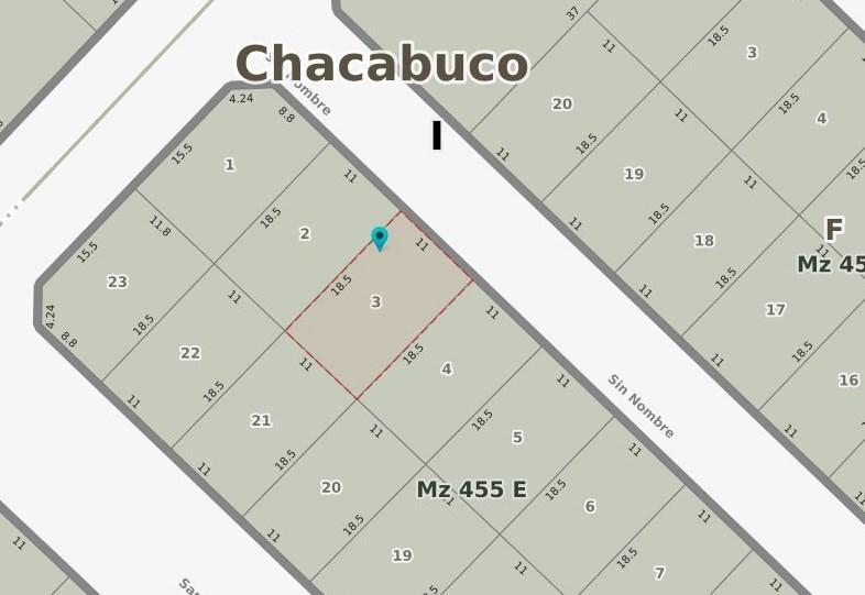 EN VENTA, LOTE CON GAS EN CALLE JUAN PEDRO MARTINI. CHACABUCO.- COD. 181